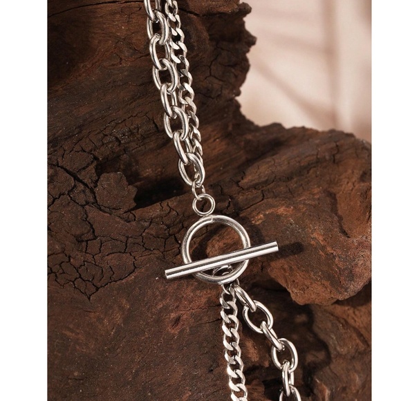 Luxe Silver Tone Stainless Steel Chunky Chain Statement Necklace - Picture 4 of 4